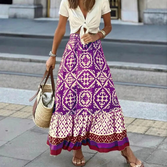 Jupe d'été femme taille haute - Maxi