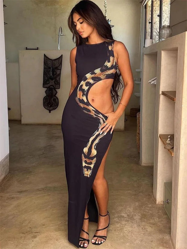 Azaiza - Robe longue imprimée en python