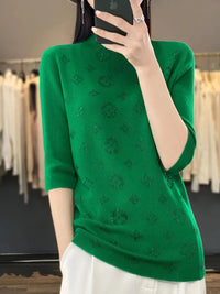 Pull à manches mi-hautes et col mi-haut pour femmes