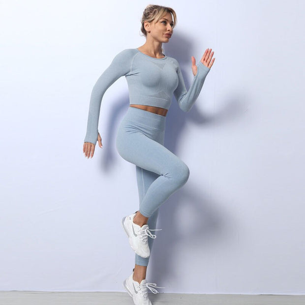 Ensemble de sport pour femmes : haut à manches longues et leggings ensembles - Fredia Sportset