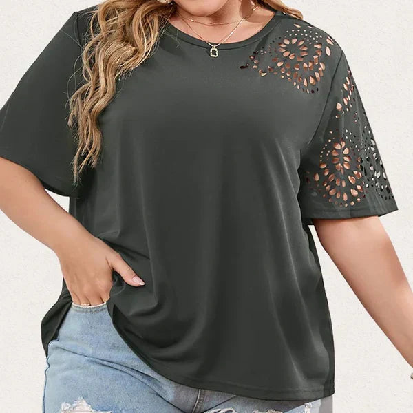 Deborah - T-shirt créatif à encolure en mousseline pour femme