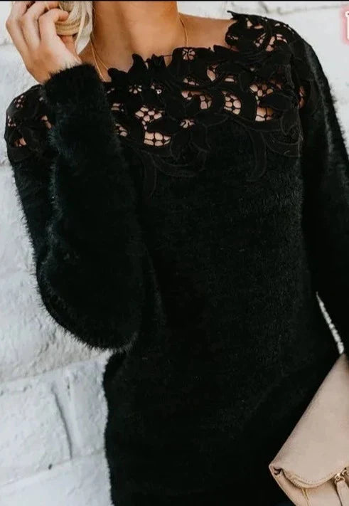 Pull en dentelle à imprimé floral pour femmes