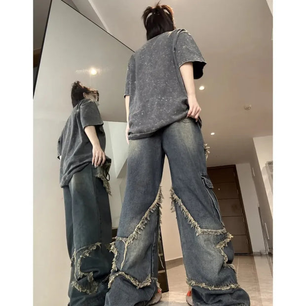Jean bleu taille haute pour femmes Spacy