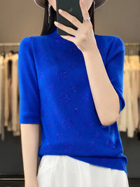 Pull à manches mi-hautes et col mi-haut pour femmes