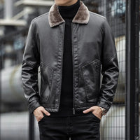Veste en cuir avec col pour homme - Leon