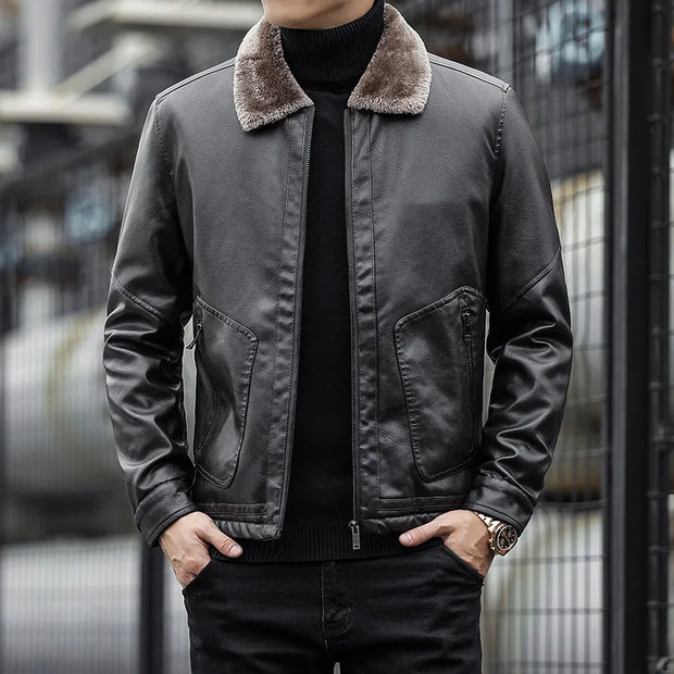 Veste en cuir avec col pour homme - Leon
