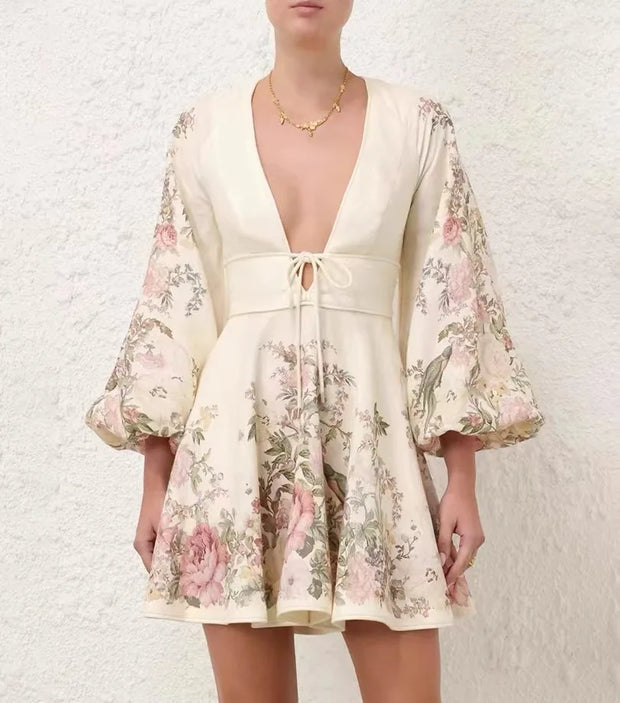 Mahalia - Robe à nouettes à imprimé floral