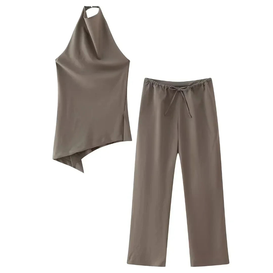 Damen-Halfter-Set mit offenem Rücken und fließender Hose - Mishlova