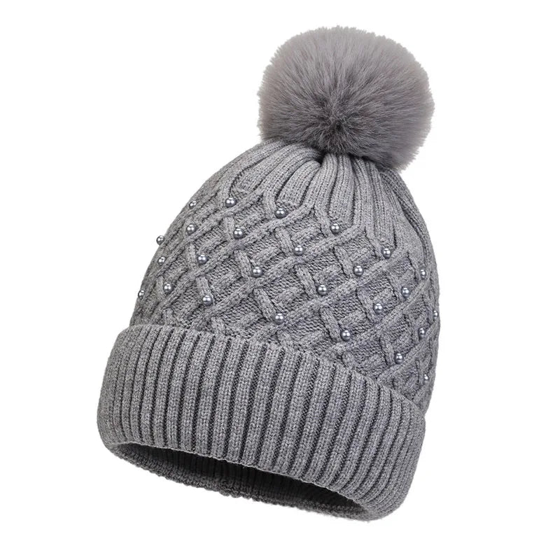 Damenstrickmütze mit Bommel - Kiremo
