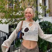 Pull court évidé avec esthétique Pour Femmes