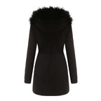 Sara - Damen Parka Mantel Mittellang mit Pelzkragen Chic