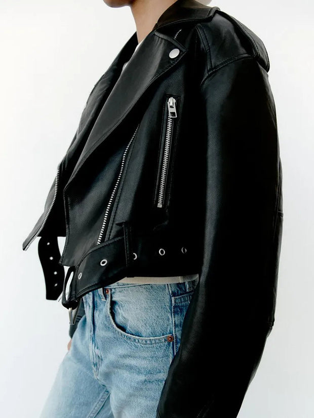 Veste de motard à fermeture Éclair pour femme