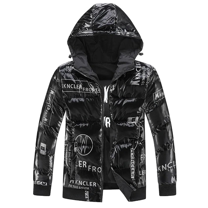 Steppjacke mit Kapuze in Vinyloptik für Männer - Lanuz