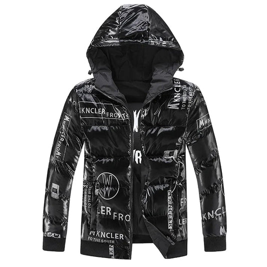 Steppjacke mit Kapuze in Vinyloptik für Männer - Lanuz