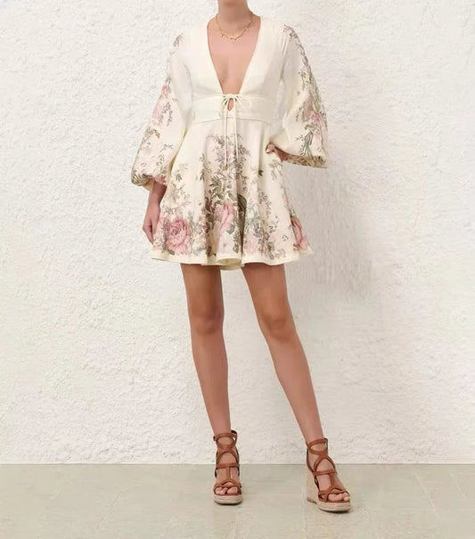 Mahalia - Robe à nouettes à imprimé floral