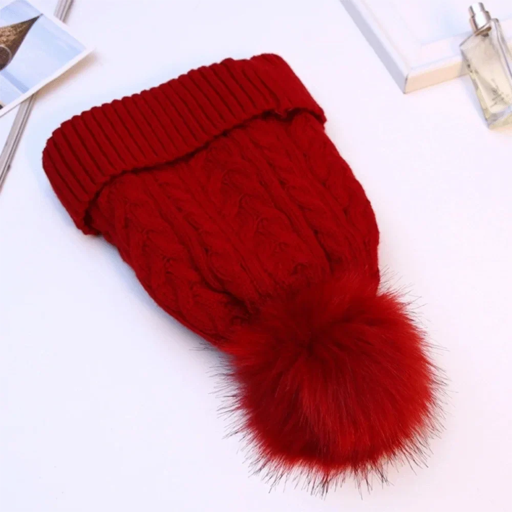 Damenstrickmütze mit Fleecefutter und Bommel - Sauly