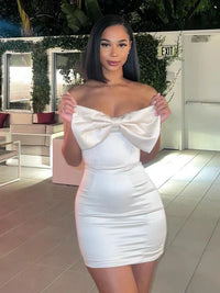 Ezra - Robe bustier en satin avec nœud