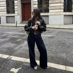 Kurze Damen-Bikerjacke mit Metallreißverschluss - Raizy