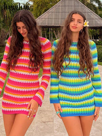 Vici - Robe de soirée rayée à manches longues pour femmes