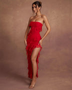 Mila - Geschlitztes Abendkleid mit Rüschen für Frauen