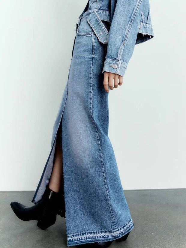 Jupe en jean longue Vintage pour femmes Slayer
