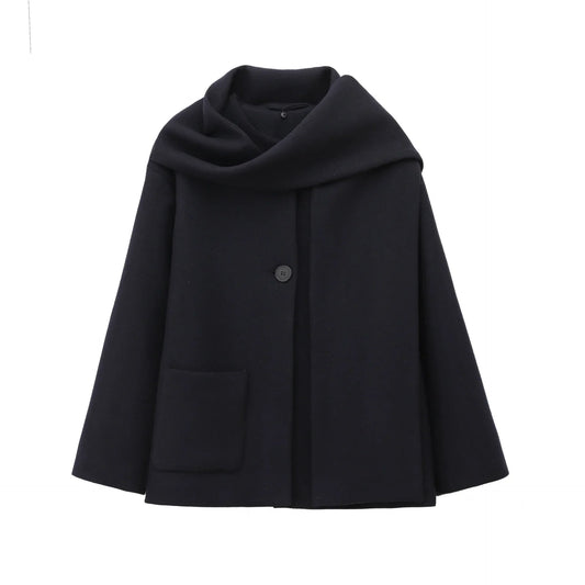 Manteau pour femme de style français avec col enveloppant - Nèora