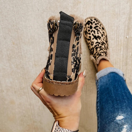 Elaine - Damen Chelsea Ankle Boots mit Leopardenmuster