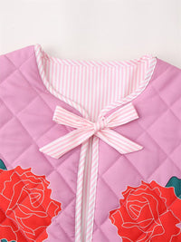 Scarlett - Manteau Rose Femme à Patchwork et Nœud