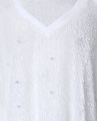 Pull à col en V manches longues pour femmes Zexo