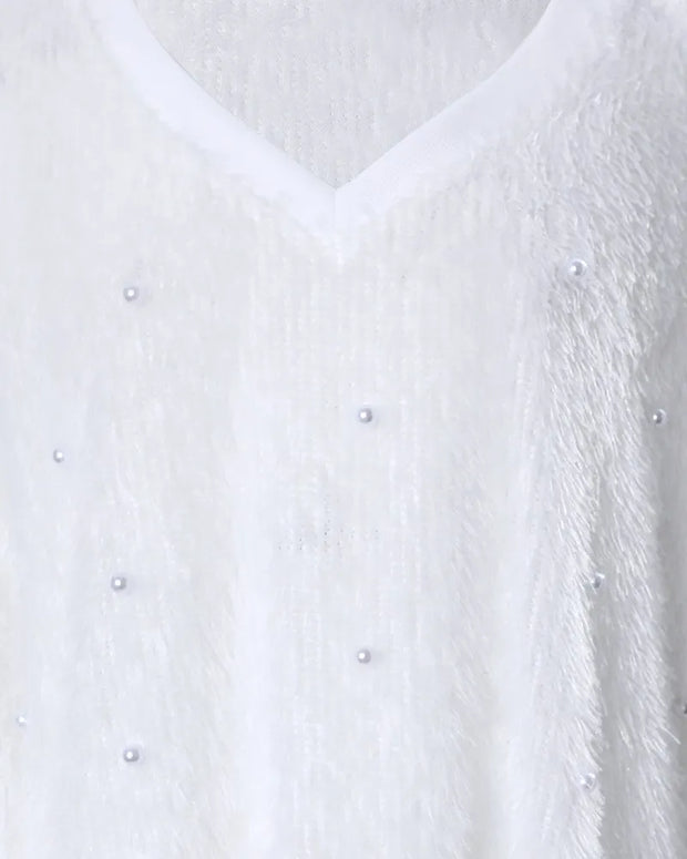 Pull à col en V manches longues pour femmes Zexo