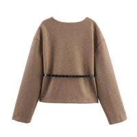 Veste courte pour femme avec ceinture et encolure en V - Irina