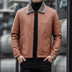 Herren Lederjacke mit Kragen - Leon
