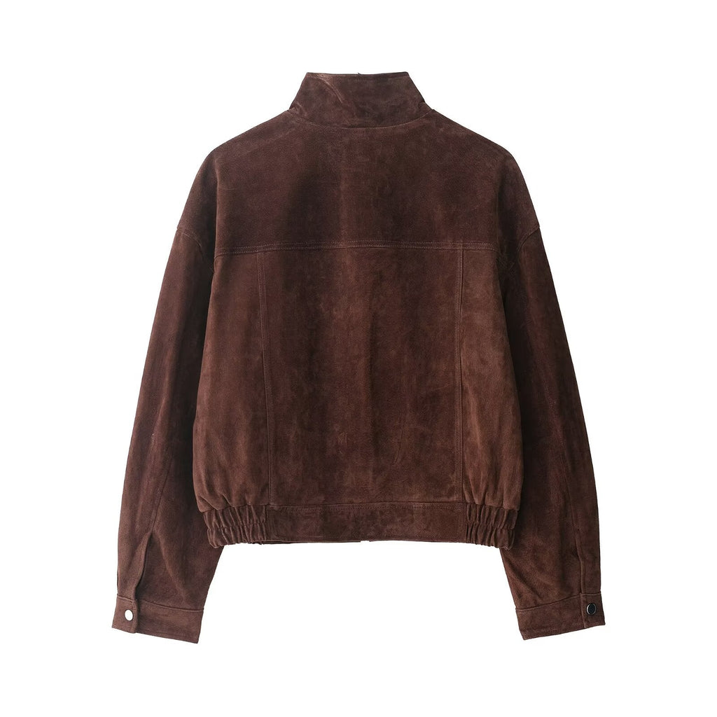 Damenjacke aus Wildleder mit Fronttaschen - Mireane