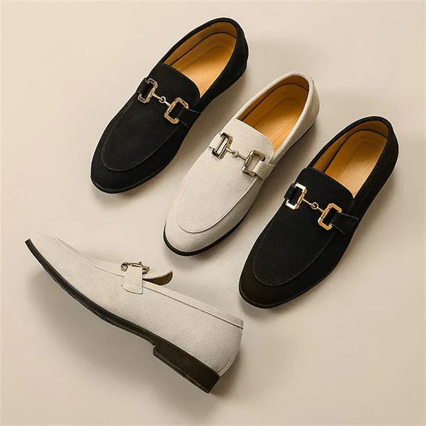 Lorenzo - Mocassins en daim avec boucle en métal