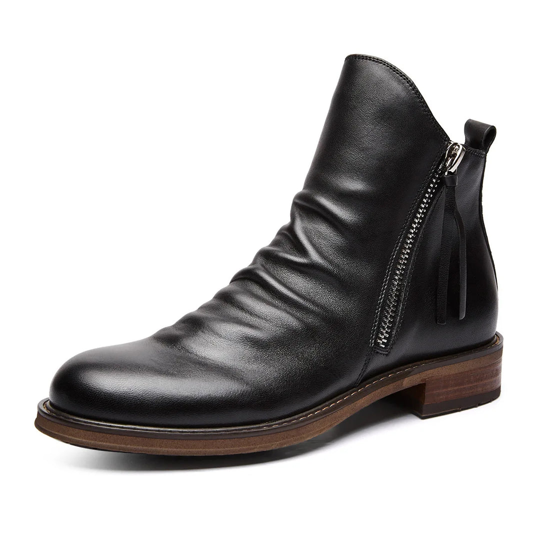 Bottines en cuir pour hommes avec fermeture éclair sur le côté - Alex