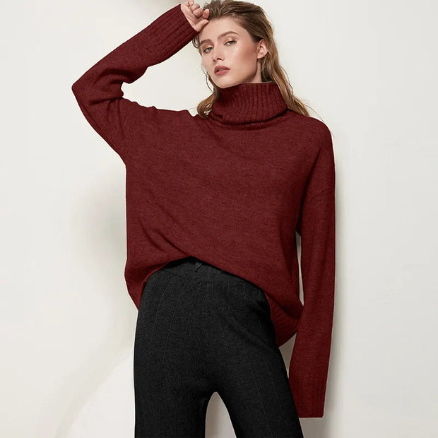 Brenda - Weicher Kaschmir-Rollkragenpullover mit Rippbündchen
