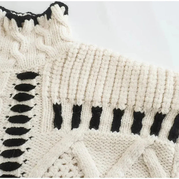 Brenda - Strickpullover mit Kontrastabschluss