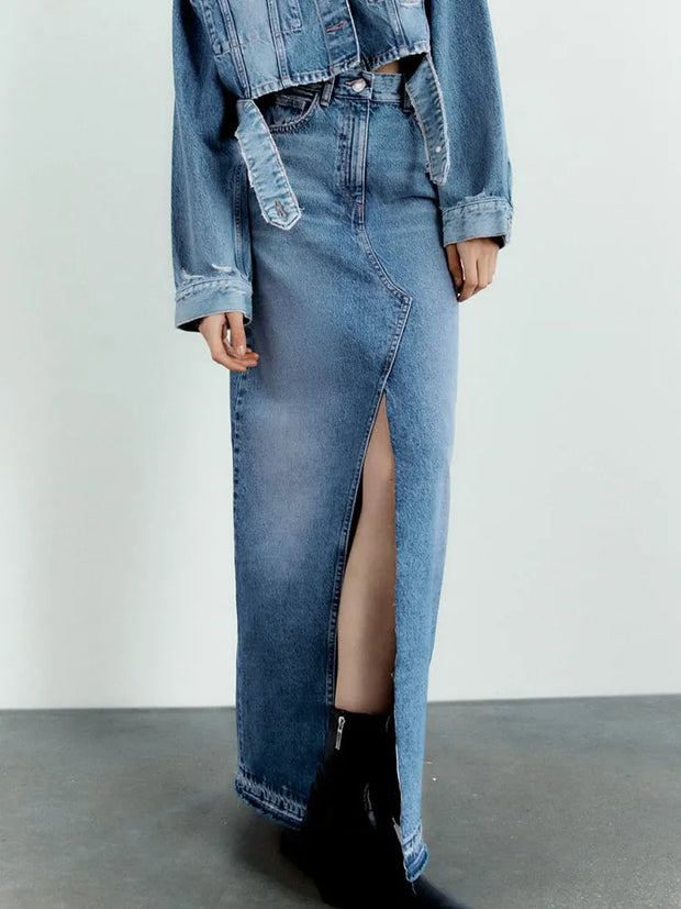 Jupe en jean longue Vintage pour femmes Slayer