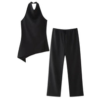 Ensemble dos nu pour femmes avec dos ouvert et pantalon fluide - Mishlova