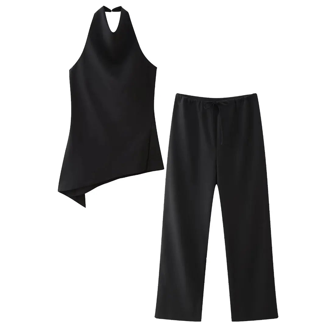 Damen-Halfter-Set mit offenem Rücken und fließender Hose - Mishlova