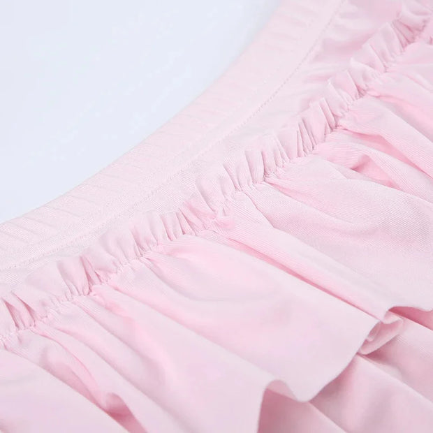 Maya - Short avec ourlet à volants et détail de nœud en satin