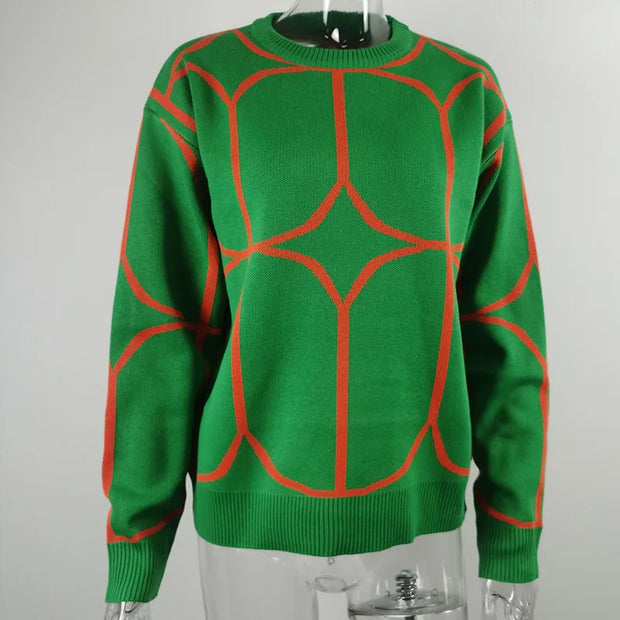 Chio - Geometrischer Rundhalspullover mit markantem Muster