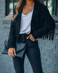 Veste de motard en cuir suédé pour femme