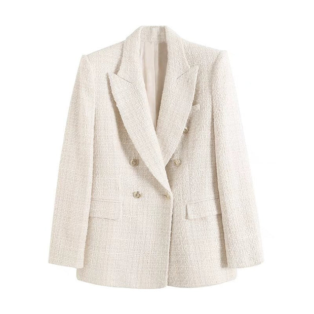 Kary - Blazer vintage beige exclusif pour femmes