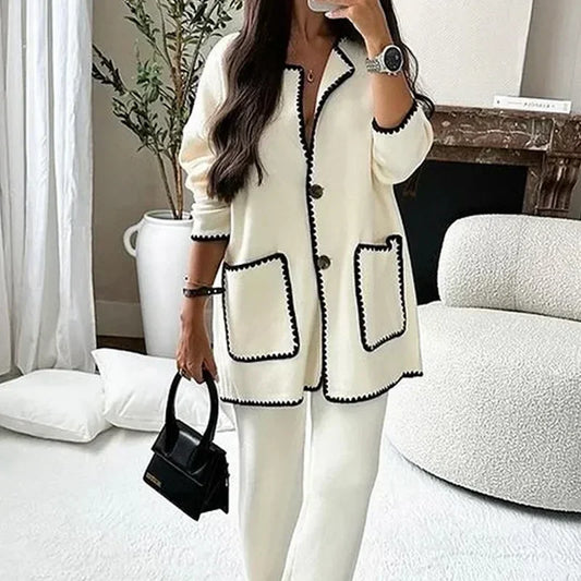 Sophie - Ensemble manteau, cardigan et pantalon pour une élégance stylée