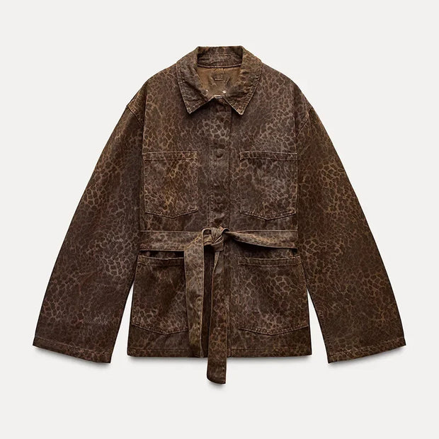 Elsie - Veste en Jean Imprimé Léopard