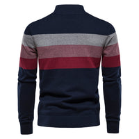 Patchwork knitted jumper - Men's cotton jumper with zip