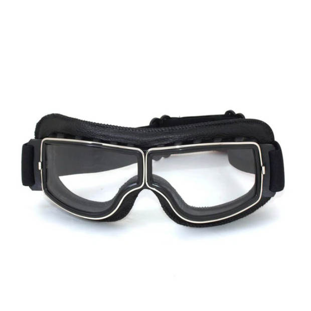 Lunettes de moto en cuir vintage