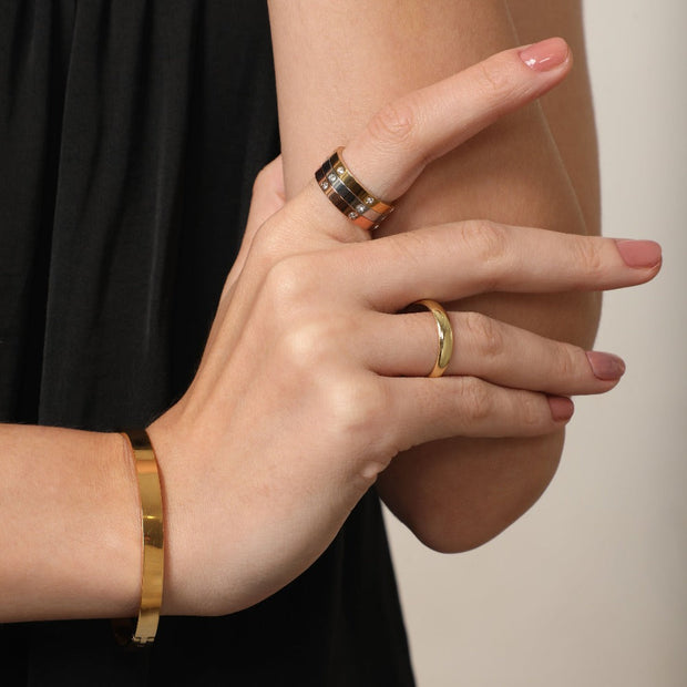 Element Gravure Bracelet-jonc plaqué or 14 carats
