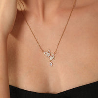 Chaîne Crystal Twin Butterfly plaquée or 14 carats